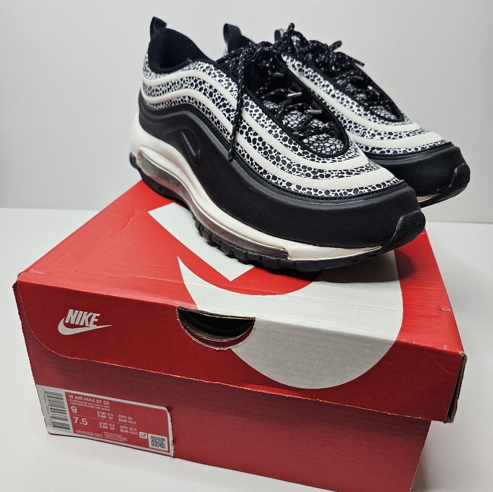 Nike Air Max 97 SE Phantom/Blk Chile Red Women Size 9 Mens 7.5 Made In Vietnam - Picture 15 of 16